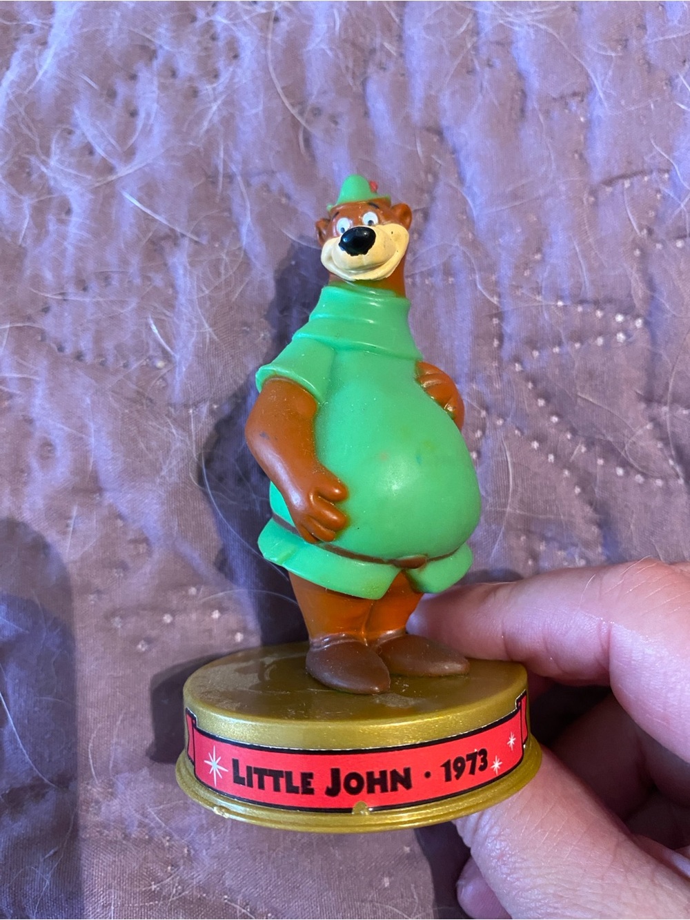 Disney Vintage Little John Figure in Green and Brown on Gold Base